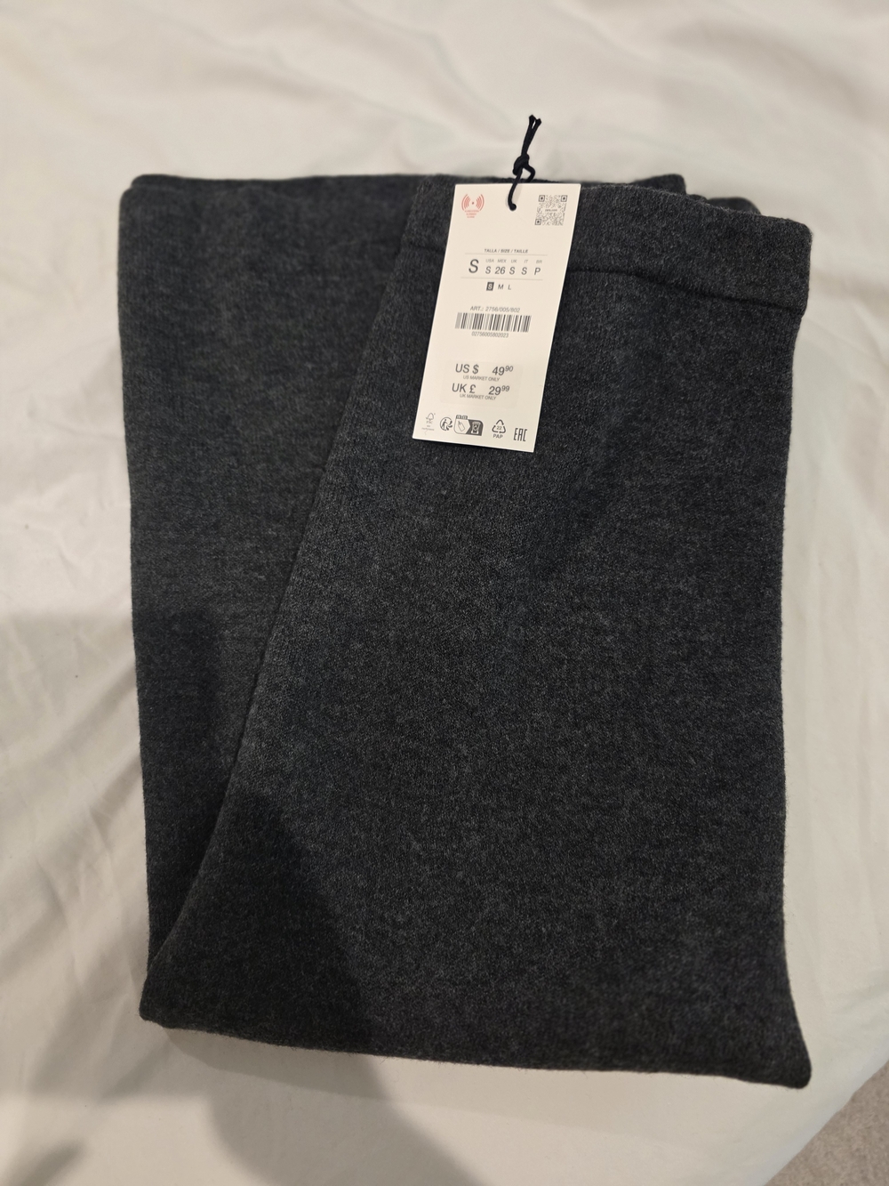 Zara Knit Midi Skirt Gray Small NWT